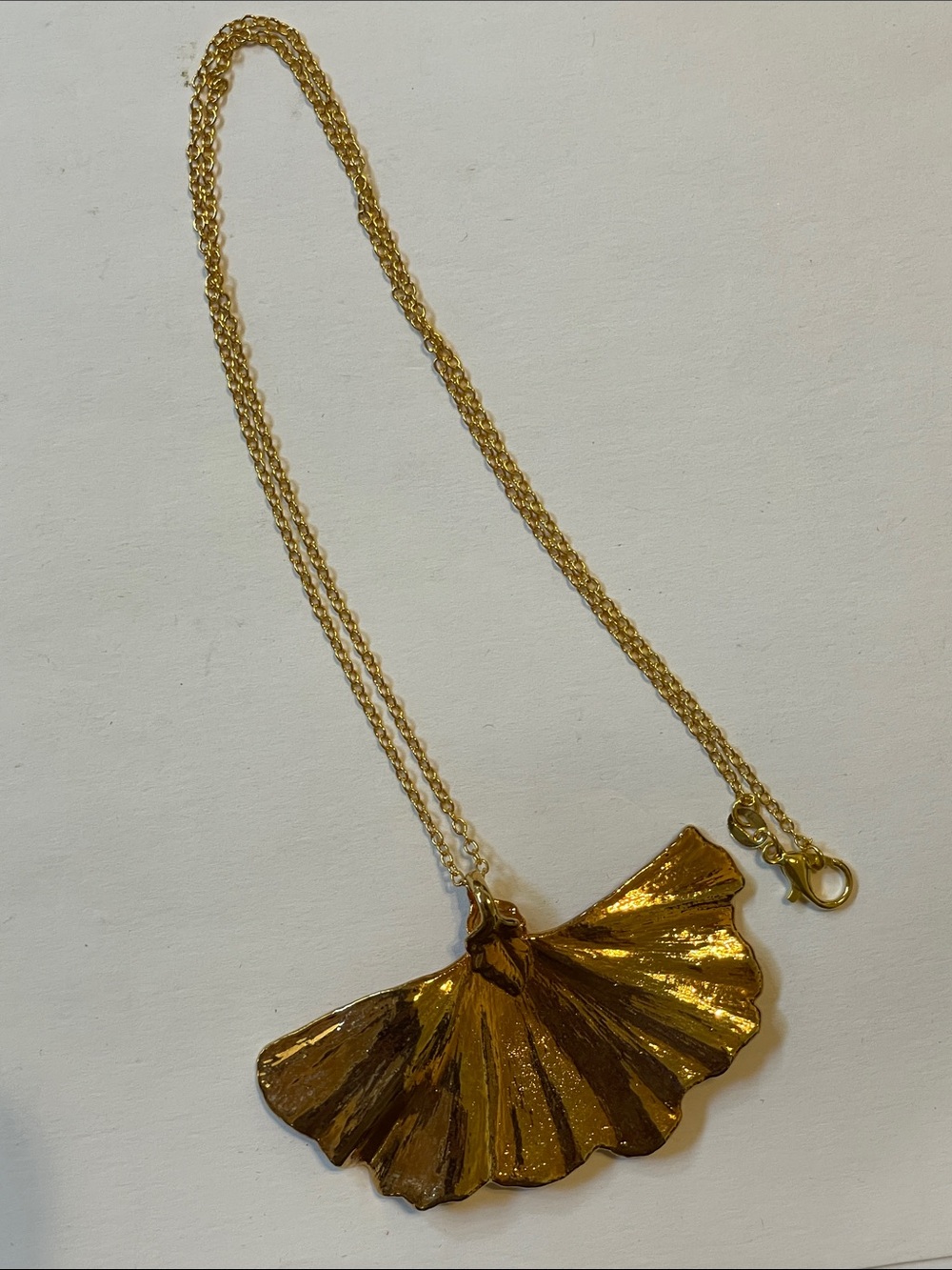 Preserved 24kt RealGold Ginkgo Leaf Pendant Necklace